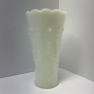 White Milk Glass Vase Vintage Raised Teardrop Design 7 inches Tall  Grandmacore